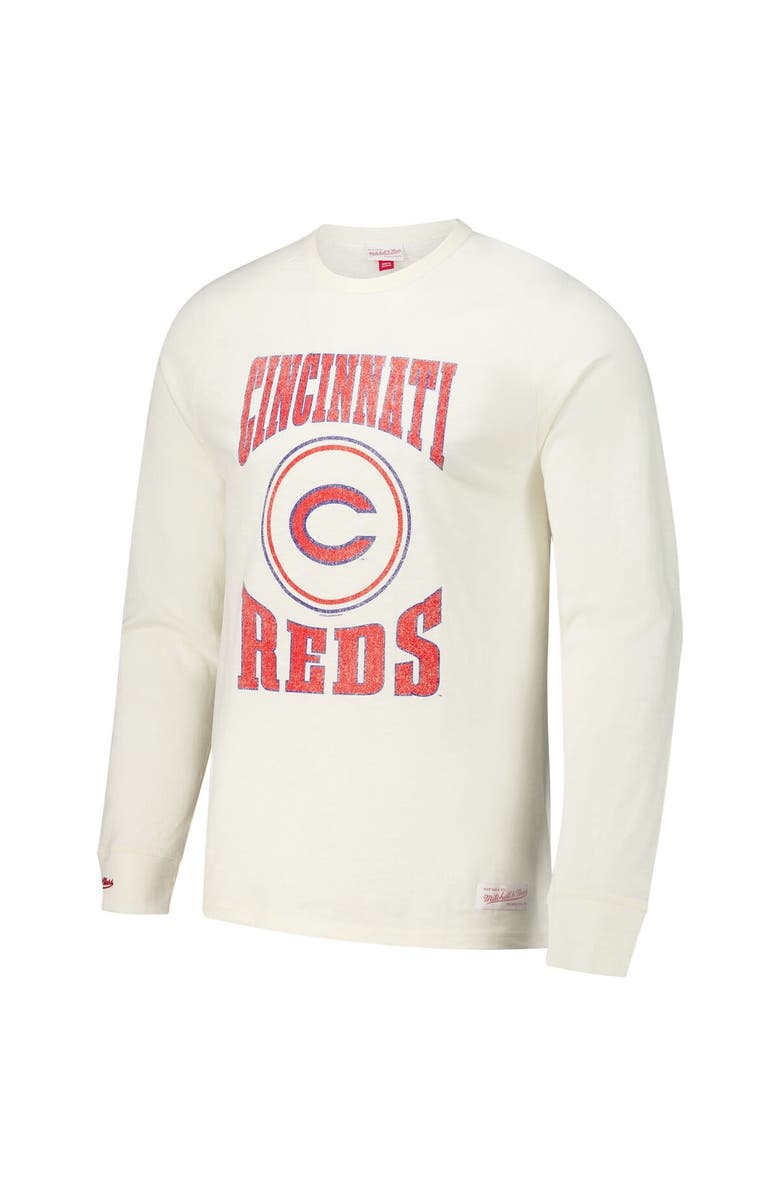 Mitchell & Ness Men's Mitchell & Ness Cream Cincinnati Reds Arched Logo Slub Long Sleeve T-Shirt, Alternate, color, Cream
