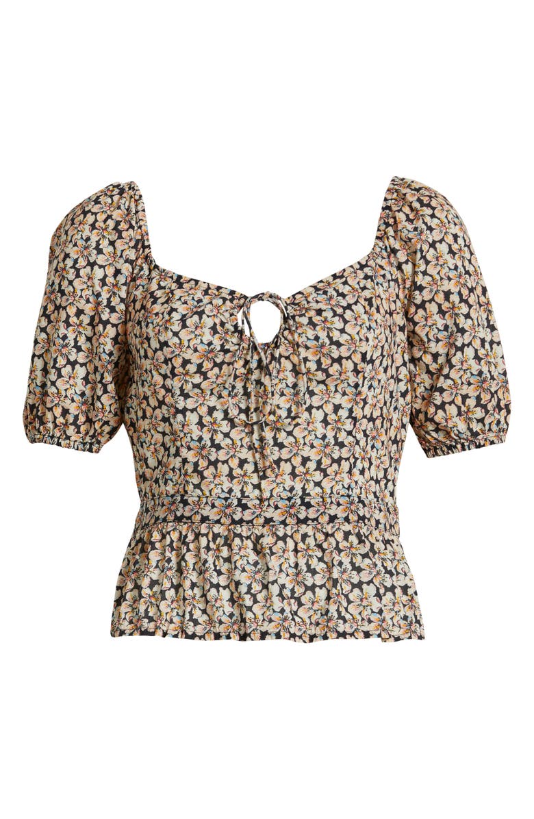 PAIGE Azul Floral Tie Neck Top, Alternate, color, 