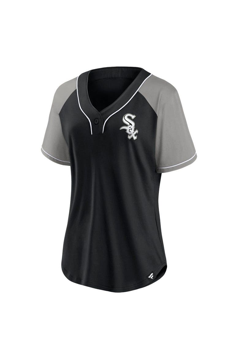 Women's Fanatics Branded Black Chicago White Sox Ultimate Style Raglan V-Neck T-Shirt, Alternate, color, Black