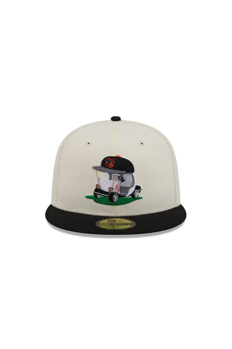 Men's New Era  Cream/Black Baltimore Orioles Bullpen Cart 59FIFTY Fitted Hat, Alternate, color, Cream