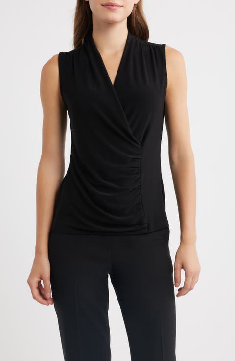 Ruched Faux Wrap Top
