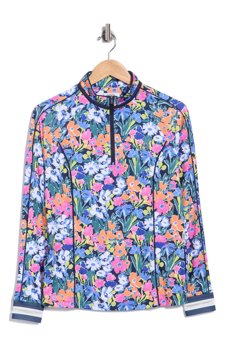 Sketch Floral Sun Protection Long Sleeve Performance Top, Main, color, BLACK IRIS