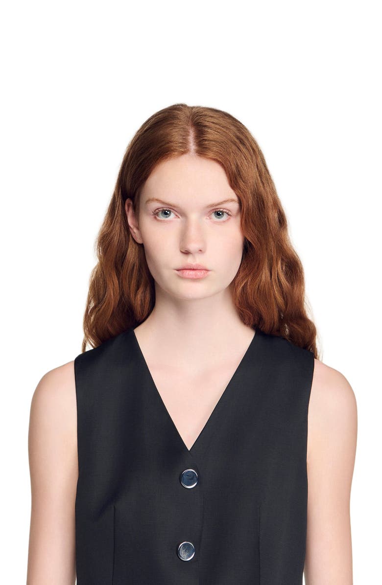 SANDRO Short bubble dress, Alternate, color, Black