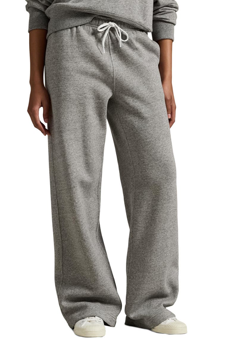 Wide Leg Cotton Blend Fleece Sweatpants, Main, color, DARK VINTAGE HEATHER