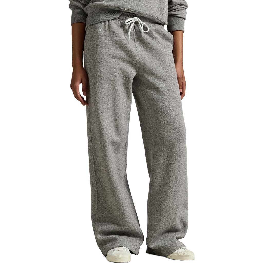 Polo Ralph Lauren Wide Leg Cotton Blend Fleece Sweatpants In Gold