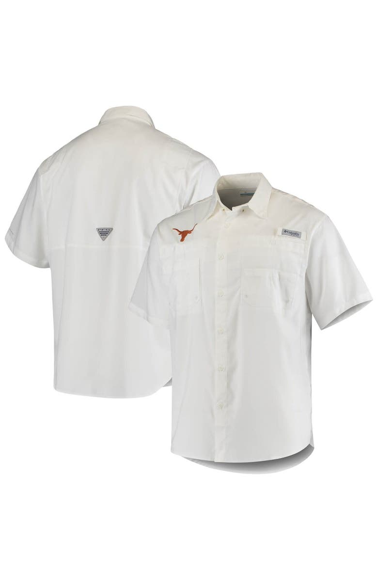 Columbia Men's Columbia White Texas Longhorns Tamiami Omni-Shade Button-Down Shirt, Main, color,