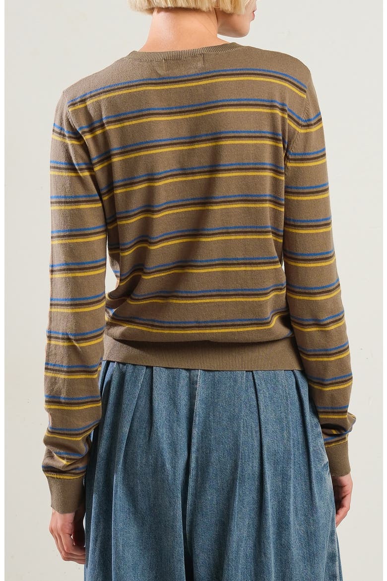 Striped Crewneck Sweater, Alternate, color, BROWN MULTI