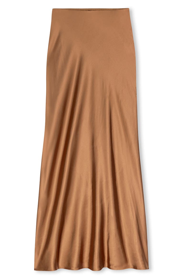 Romina Satin Maxi Skirt, Alternate, color, CINNAMON