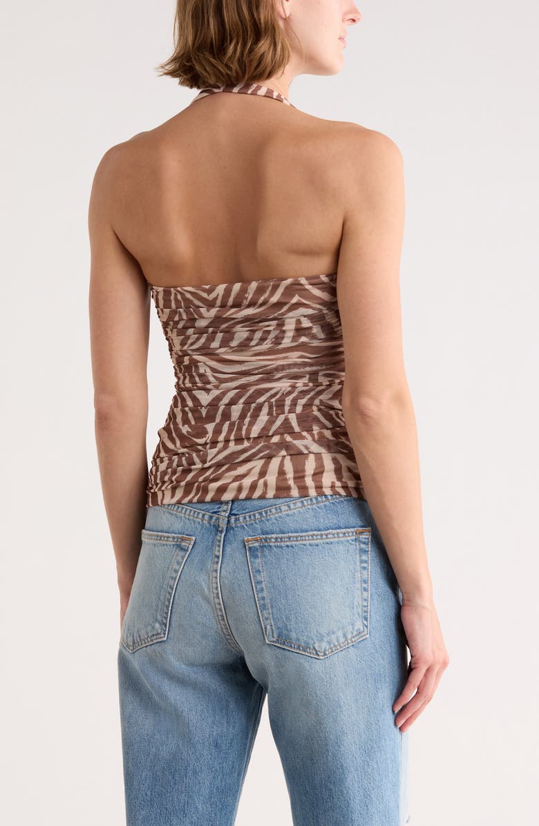 AFRM LOS ANGELES Kenzie Mesh Halter Top, Alternate, color, Brushed Zebra