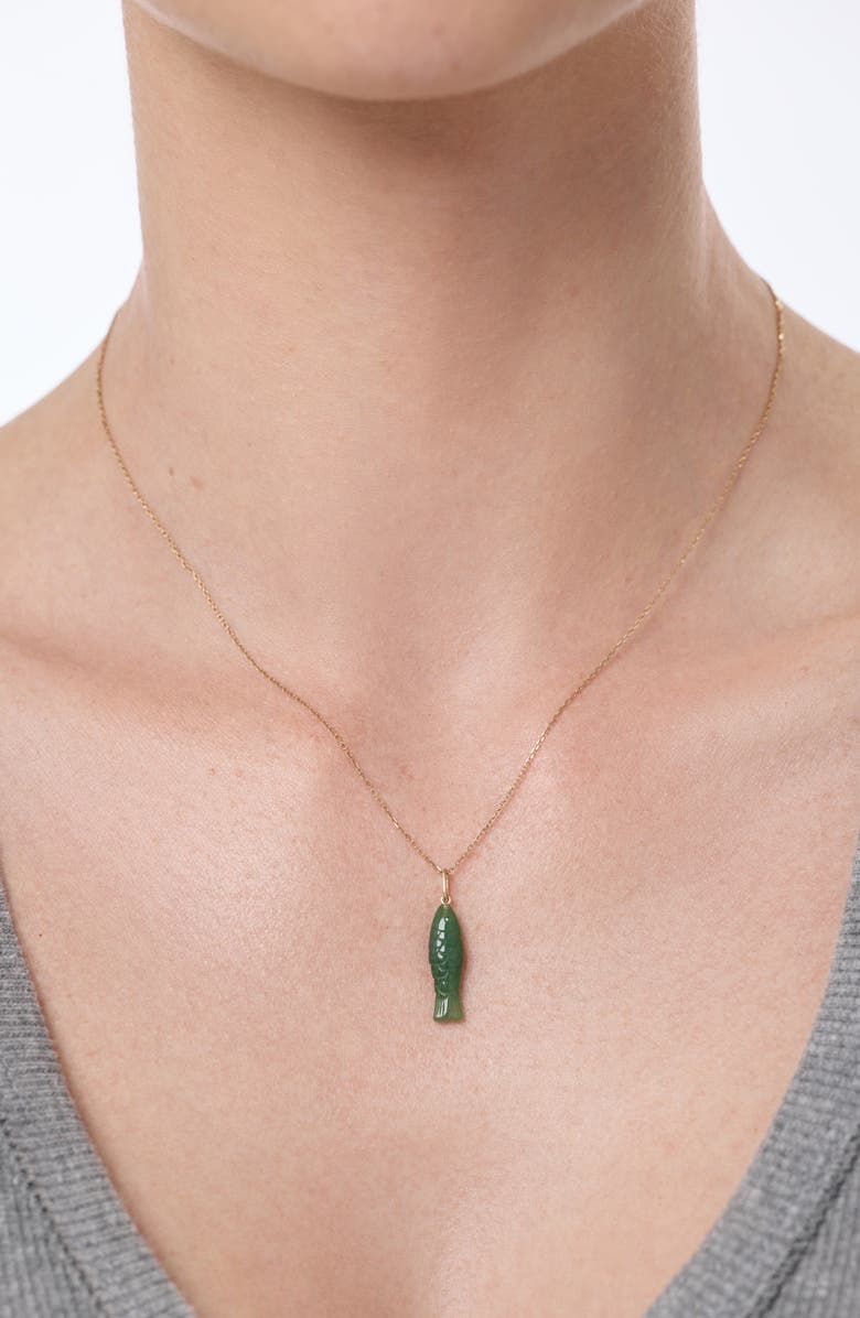 Ana Luisa Solid Yellow Gold - Gemstone Fish Necklace, Alternate, color, Gold