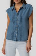 KUT from the Kloth Penelope Pintuck Cap Sleeve Denim Shirt