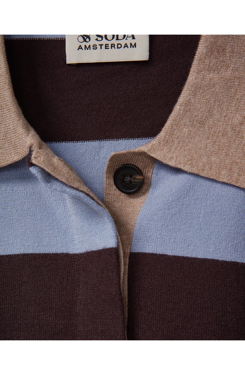 Scotch & Soda Stripe Polo Sweater, Alternate, color, Eventide / Seal Brown