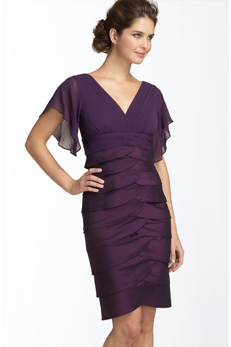Flutter Sleeve Tiered Dress, Main, color, PANSY
