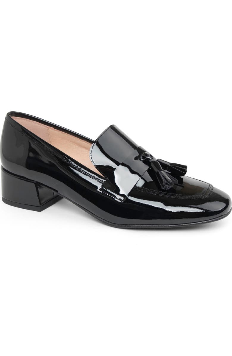 patricia green Beckham Block Heel Tassel Loafer, Main, color, Black Patent