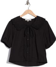 Joie Embroidered Scallop Collar Top