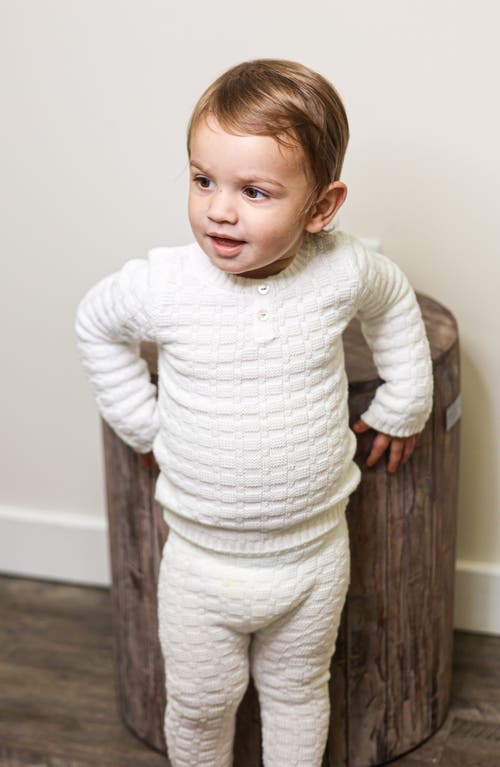 Maniere Manière Kids' Tiny Tiles Sweater & Pants Set In White