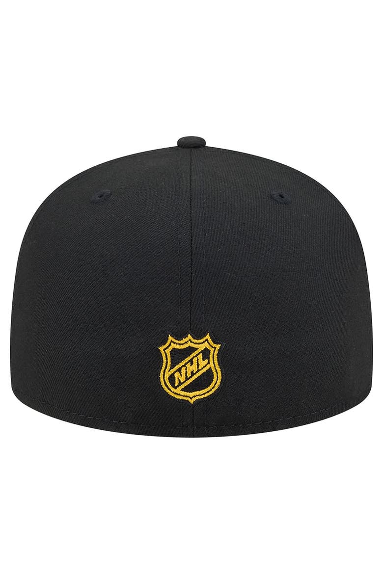 Men's New Era Black Boston Bruins Oversized Vintage Arch 59Fifty Fitted Hat, Alternate, color, Black