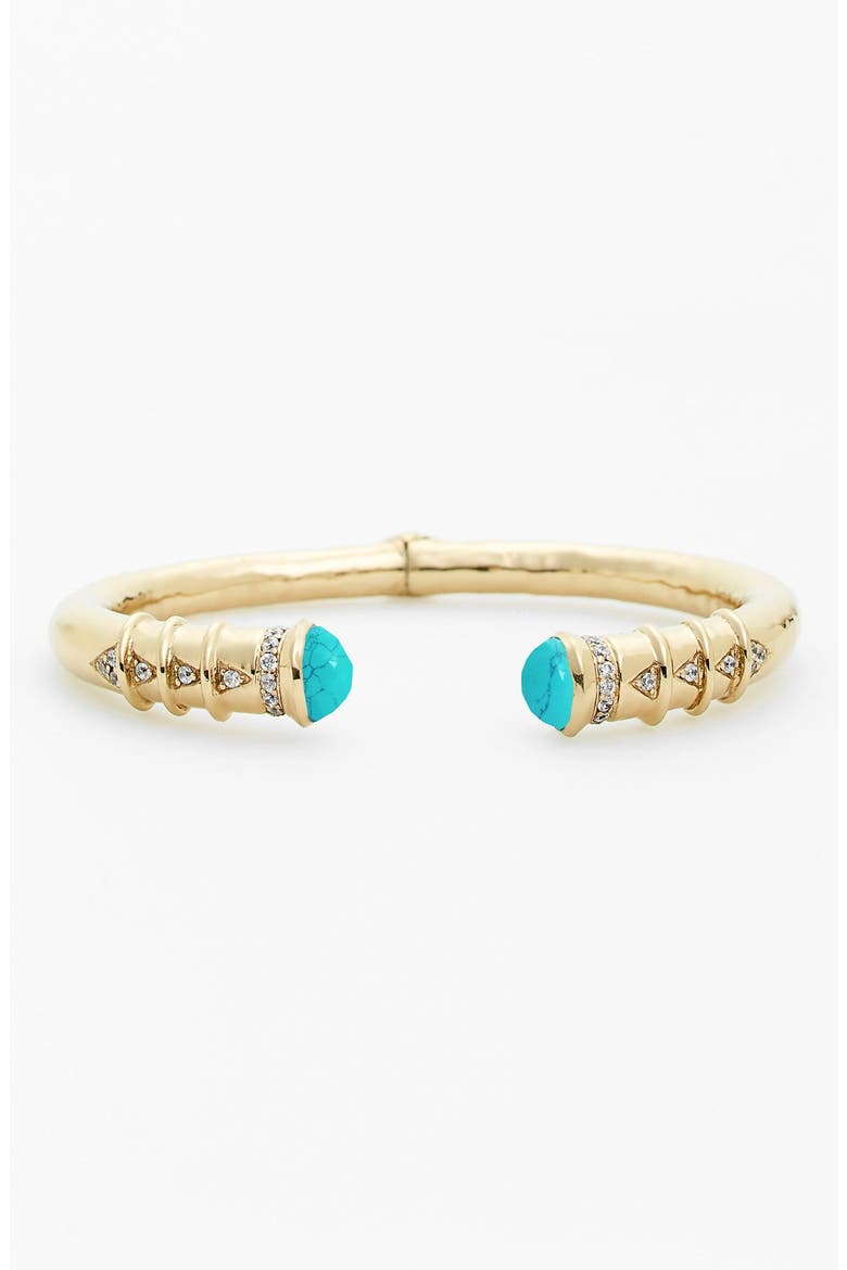 'Keke' Hinged Cuff, Main, color, GOLD/ TURQUOISE