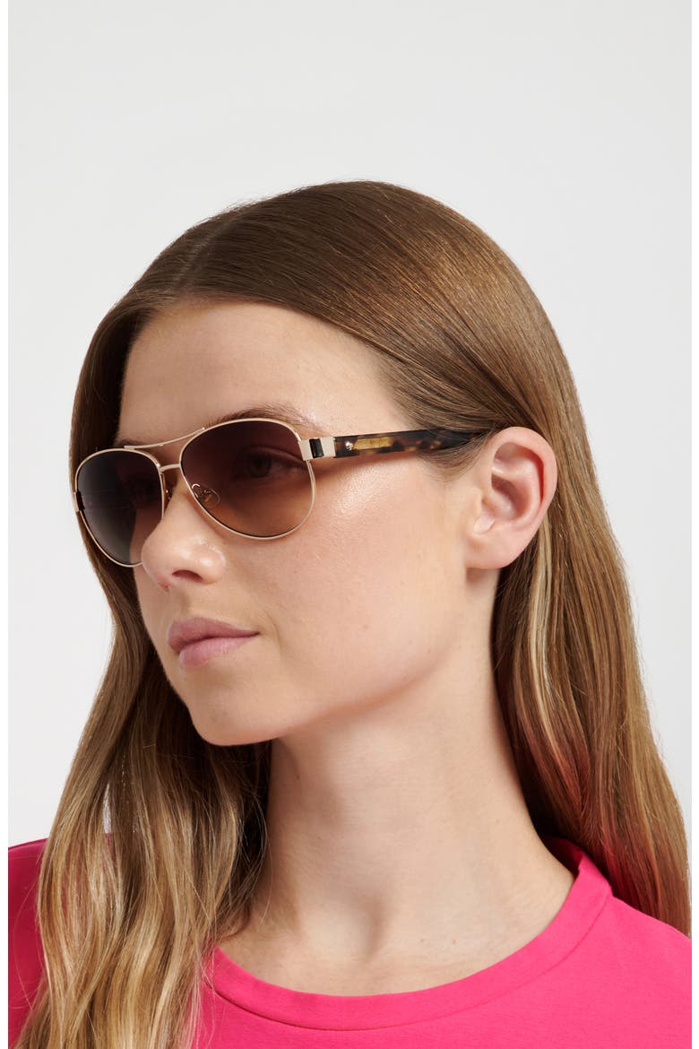 dalia 58mm gradient pilot sunglasses, Alternate, color, HAVANA GOLD/ BROWN