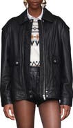 Avec Les Filles Pieced Back Leather Bomber Jacket