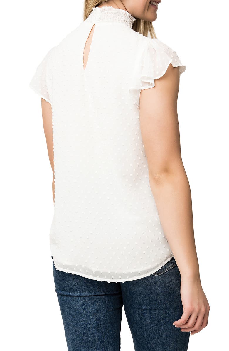 GIBSONLOOK Smocked Neck Flutter Sleeve Blouse, Alternate, color,