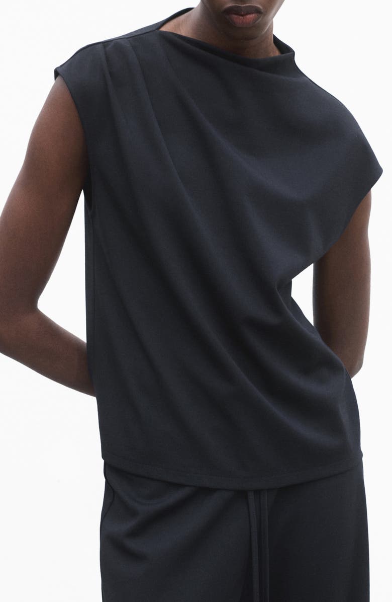 MANGO Pleated Asymmetric Top, Main, color, Navy