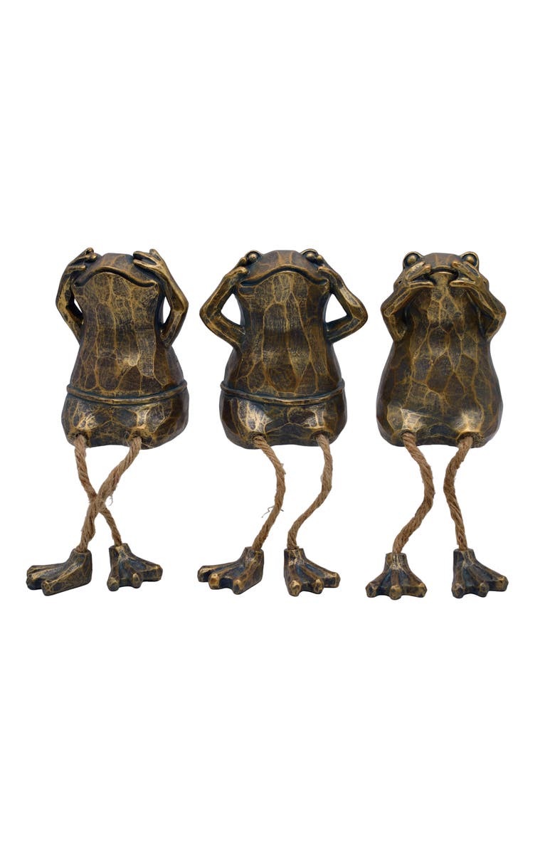 Transpac Resin Frog Sitters Set of 3 Bronze for Spring Home Decor, Main, color, 3