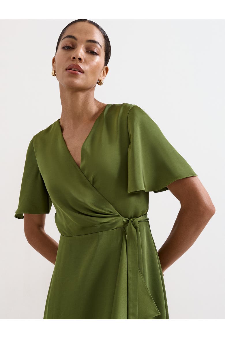 Julissa V-Neck Satin Dress, Alternate, color, Green