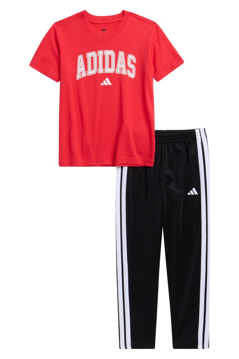 Kids' T-Shirt & Tricot Pants Set, Main, color, PURE RUBY