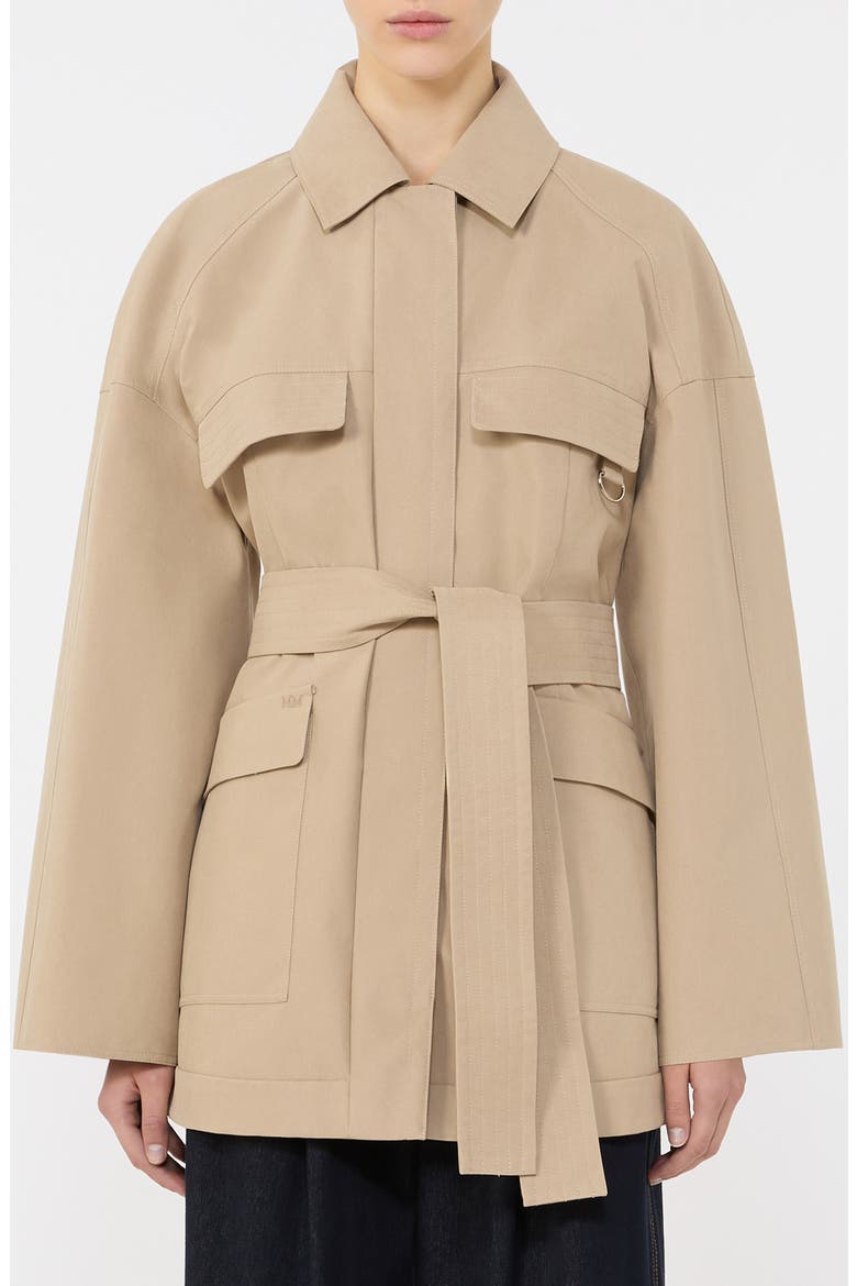 Rafia Waterproof Cotton Blend Belted Trench Coat, Main, color, BEIGE