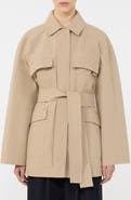 MM by Max Mara Rafia Waterproof Cotton Blend Belted Trench Coat