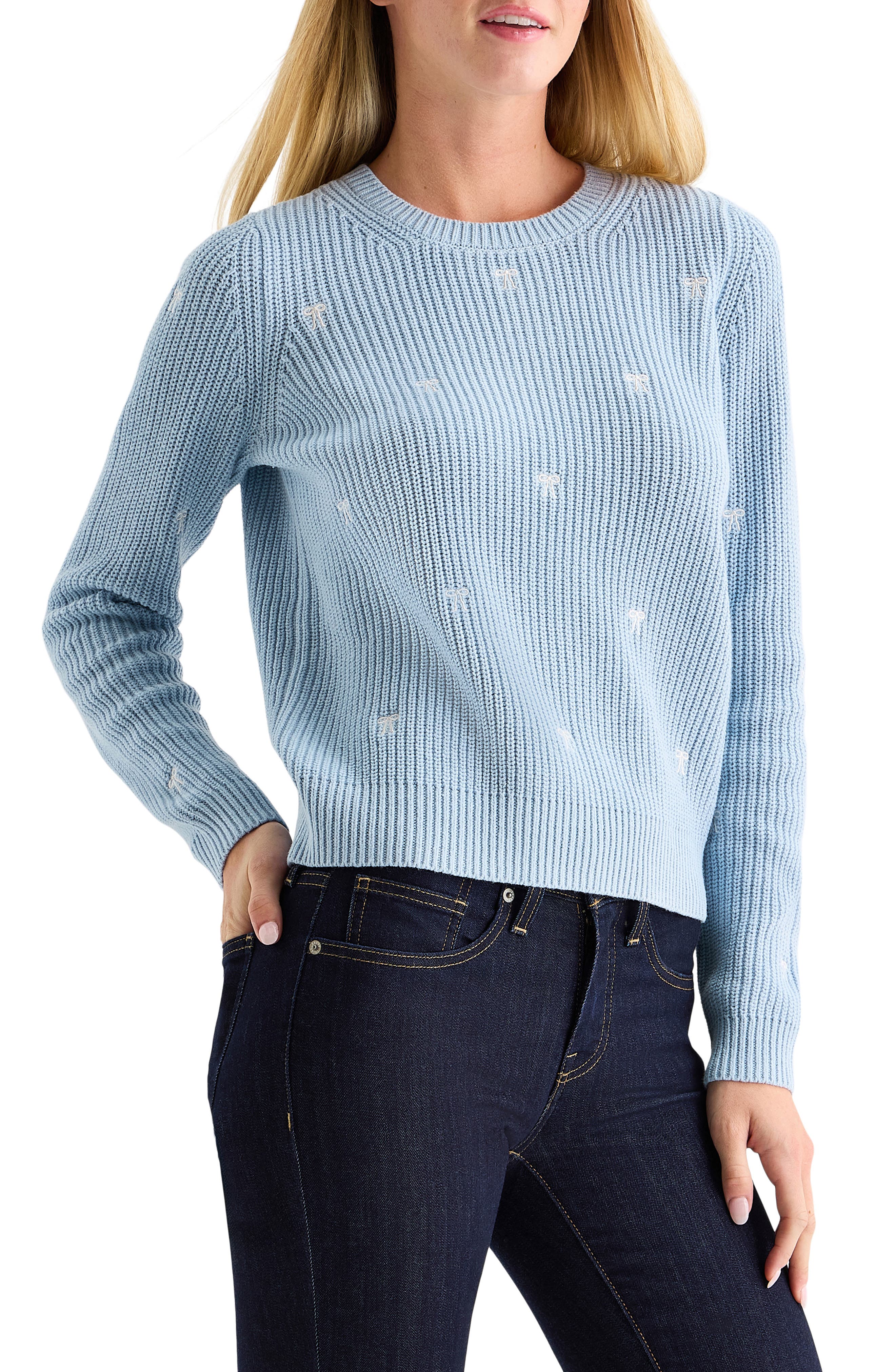 Lucky Brand Embroidered Bow Sweater