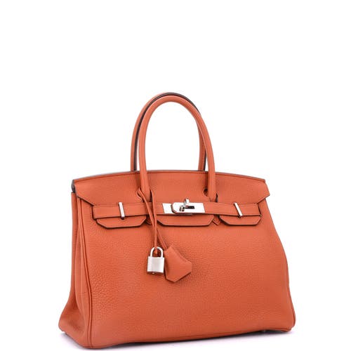 Pre-owned Hermes  Hermes Birkin Handbag Orange Togo With Palladium Hardware 30 In Brown