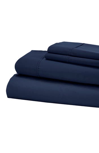 Modern Threads Solid 400 Thread Count Egyptian Cotton Sheet Set In Navy