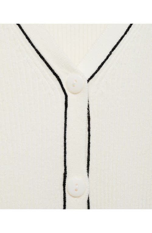 Mango V-neck Cardigan In Ecru