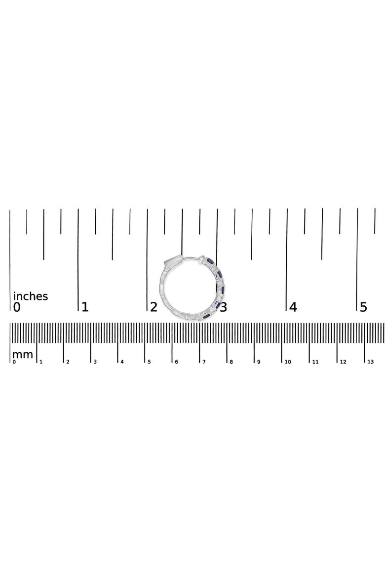 14K White Gold Oval Blue Sapphire & 1/4 Cttw Diamond Alternating Hoop Earring, Alternate, color, White