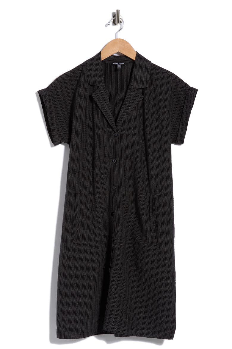 Organic Cotton Blend Shirtdress, Alternate, color, BLACK