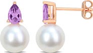 DELMAR Amethyst & Freshwater Pearl Stud Earrings