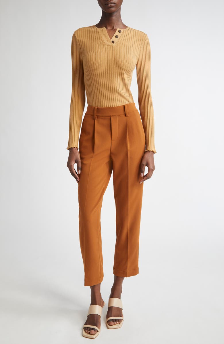 Vince Pleated Pull-On Tapered Leg Pants, Alternate, color, Dark Sierra Oak