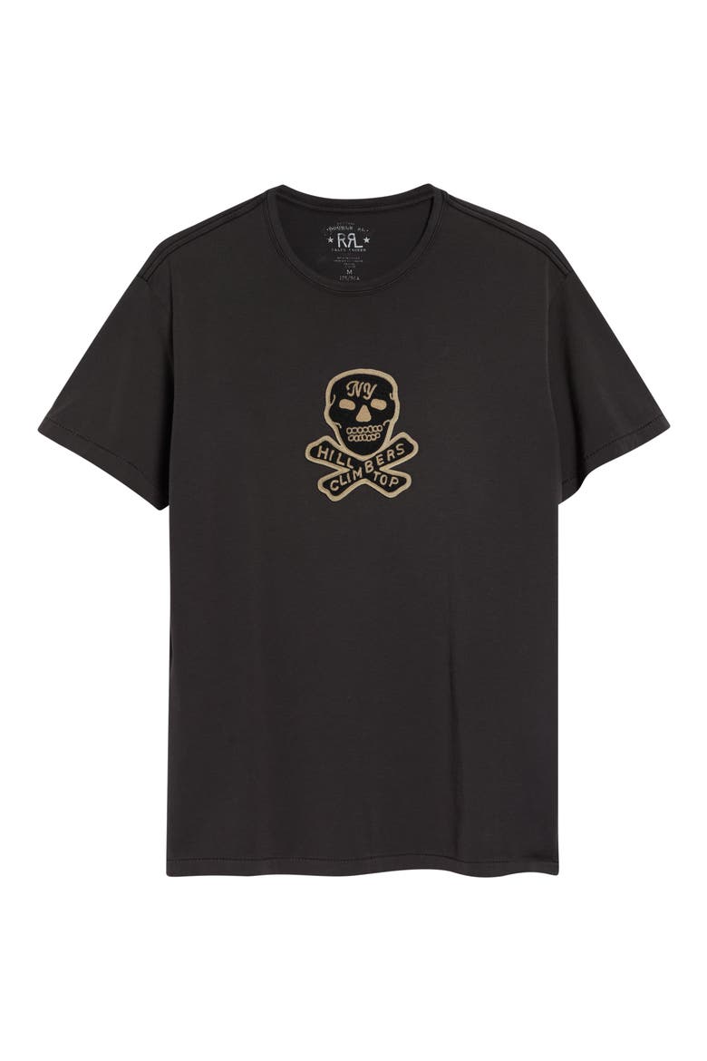 Chainstich Embroidered T-Shirt, Alternate, color, FADED BLACK