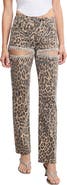 Good American Good Icon Crystal Embellished Cutout Straight Leg Jeans