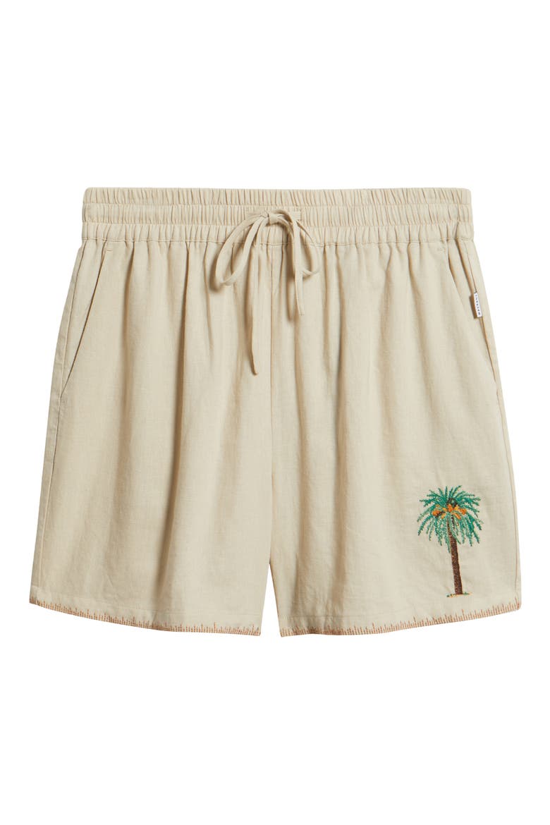 Palm Tree Linen Blend Shorts, Alternate, color, WHITE