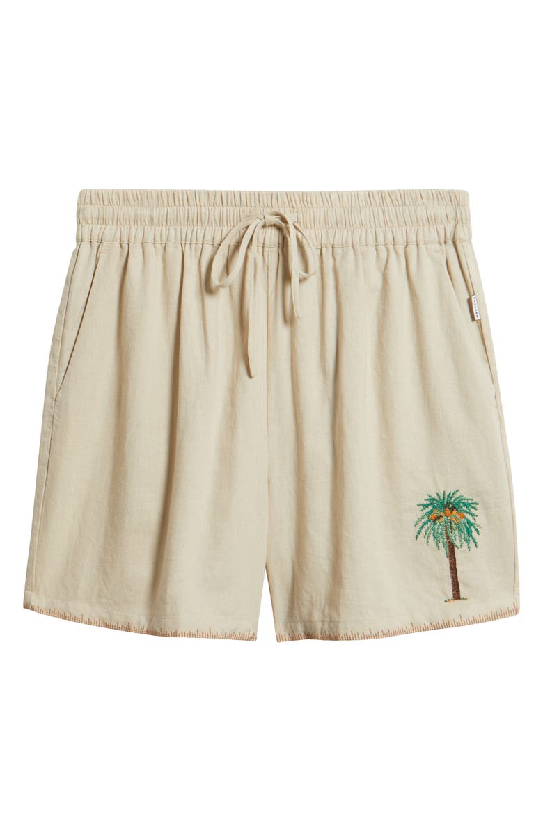 MAVRANS Palm Tree Linen Blend Shorts, Alternate, color, White