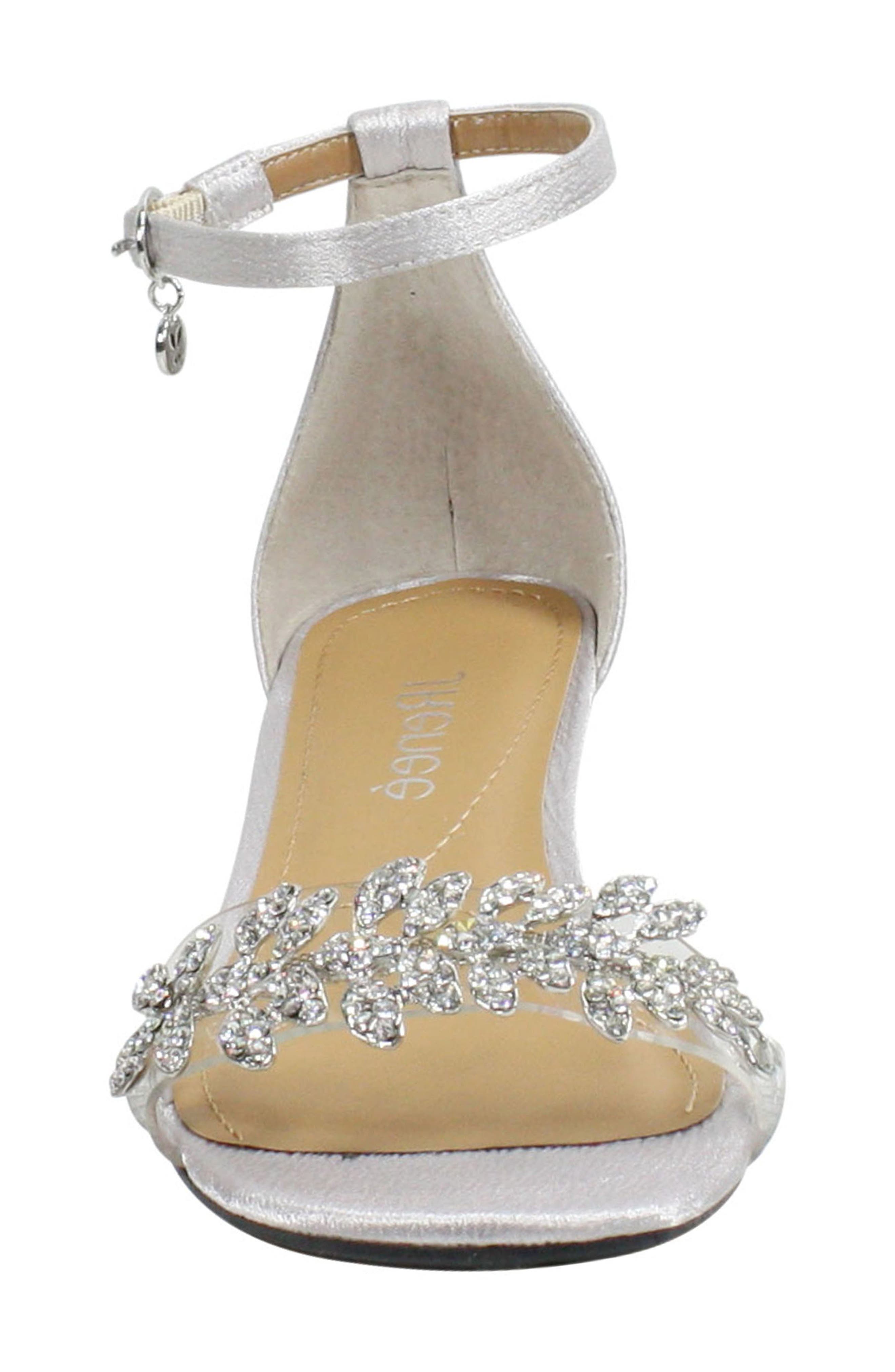 Evania Ankle Strap Sandal, Alternate, color, SILVER FABRIC