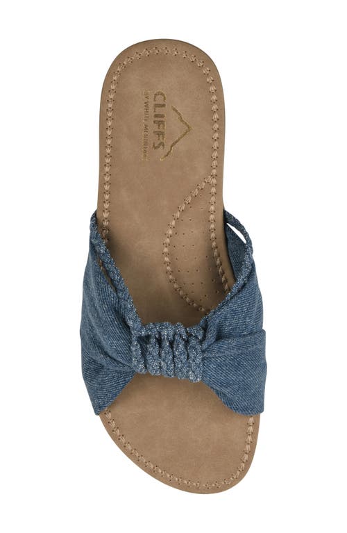 Cliffs By White Mountain Fasha Slide Sandal In Blue Denim Fabric