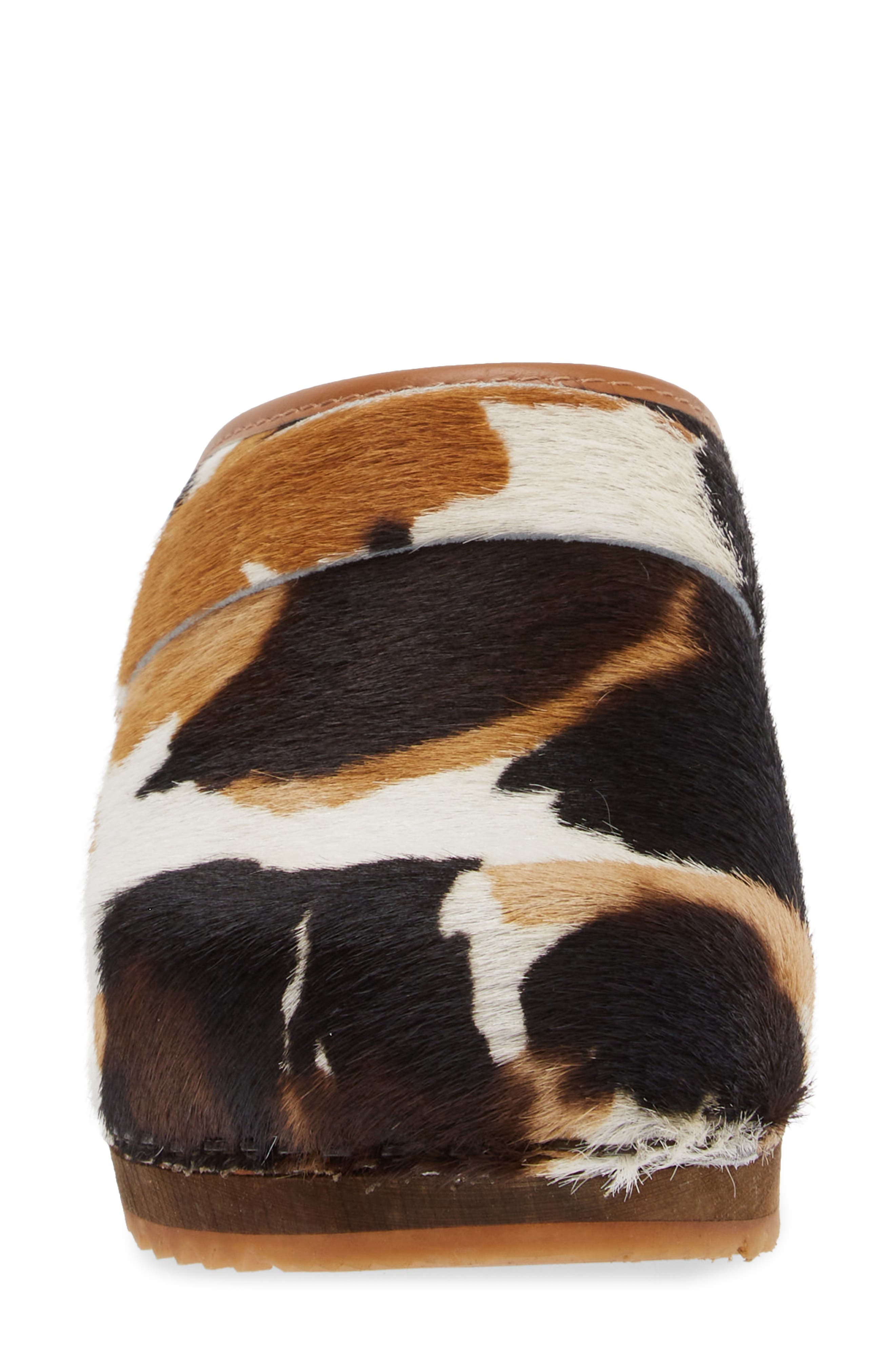 Sanita Caroline Genuine Calf Hair Clog, Alternate, color, Black/Cognac