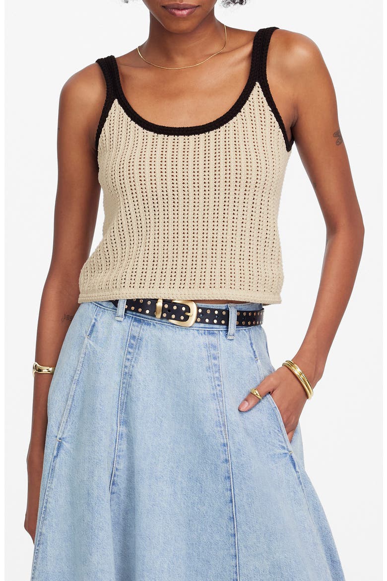 Open Stitch Sweater Tank, Main, color, SAND AND BLACK COMBO