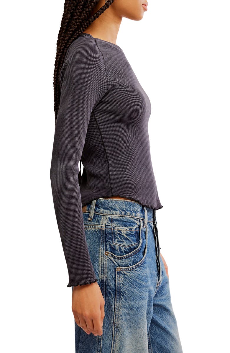 Free People Easy Does It Long Sleeve Waffle Knit Cotton T-Shirt, Alternate, color,