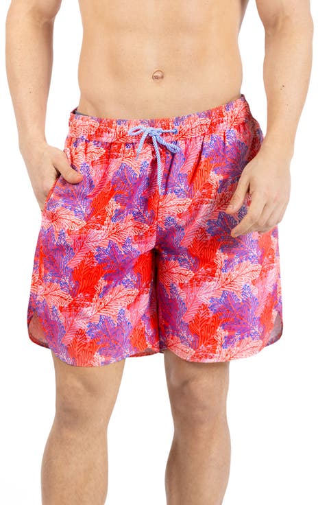 Leaves Print Swim Trunks
