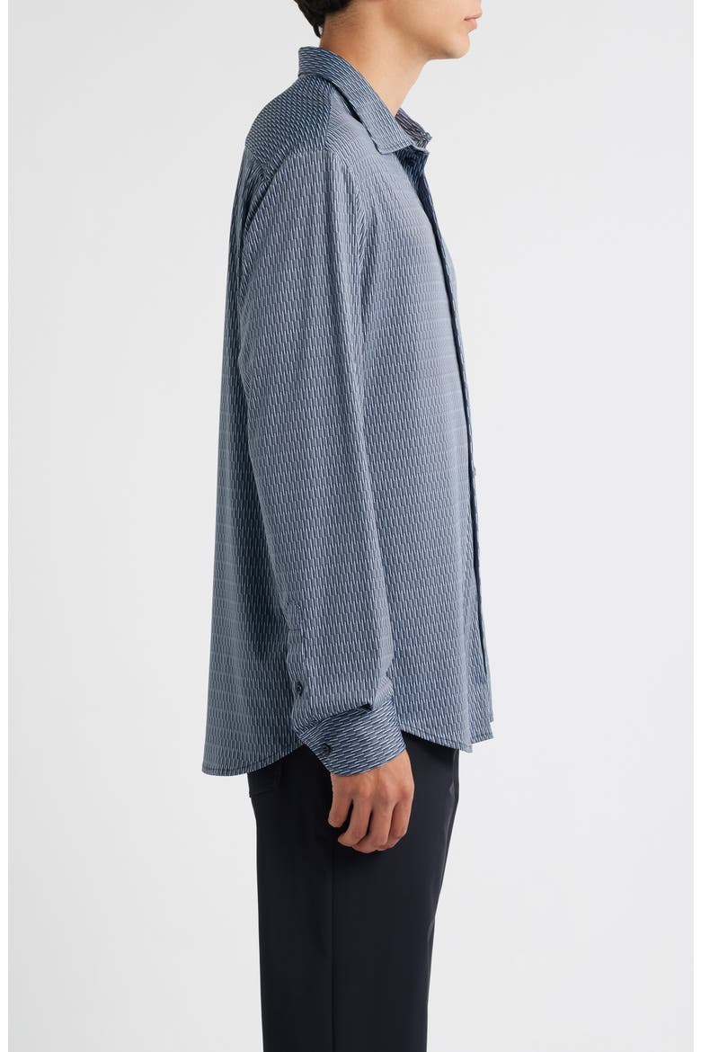Geo Print Stretch Button-Up Shirt, Alternate, color, BLUE